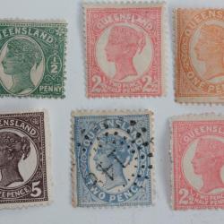 Timbres Colonie anglaise Queensland Victoria série 1895-96