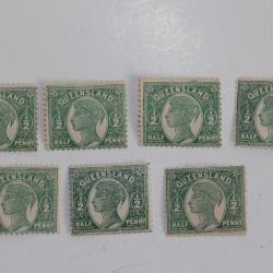 Timbres Colonie anglaise Queensland Victoria half penny 1895