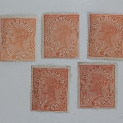 Timbres Colonie anglaise Queensland Victoria one penny 1895