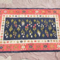 Tapis laine vintage Fleurs Roumanie