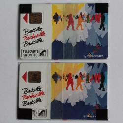 Télécartes à puce France Fromanger Bastille 50U et 120U NSB 1989
