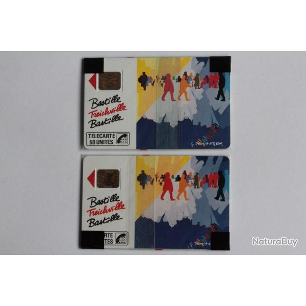 Tlcartes  puce France Fromanger Bastille 50U et 120U NSB 1989