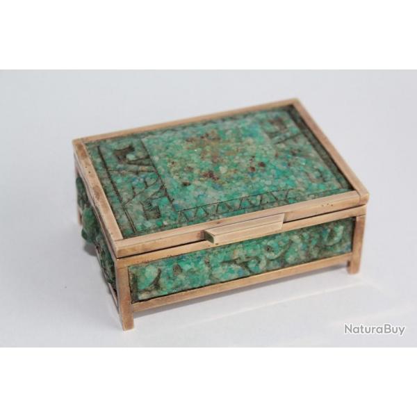 Boite  bijoux Sud Amricaine Aztque rsine et laiton
