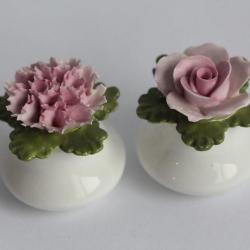 Salière et poivrière porcelaine Fleurs Denton China England