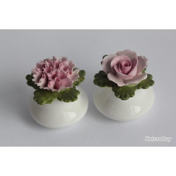 Salire et poivrire porcelaine Fleurs Denton China England