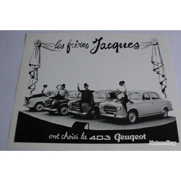 Publicit Les frres Jacques ont choisi la 403 Peugeot Automobile