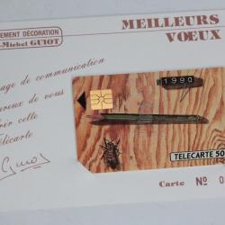 Télécarte à puce France Privée Guiot décoration + encart 1989