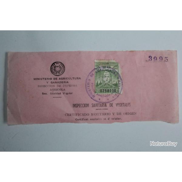 Timbre Paraguay numrot cachet ministre de l'agriculture 1962