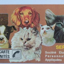 Télécarte à puce France Privée SEPA 1 Chiens et chats 1989