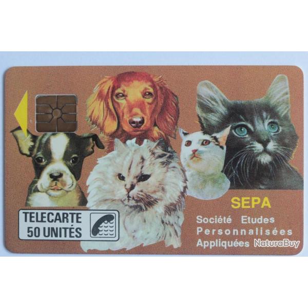 Tlcarte  puce France Prive SEPA 1 Chiens et chats 1989