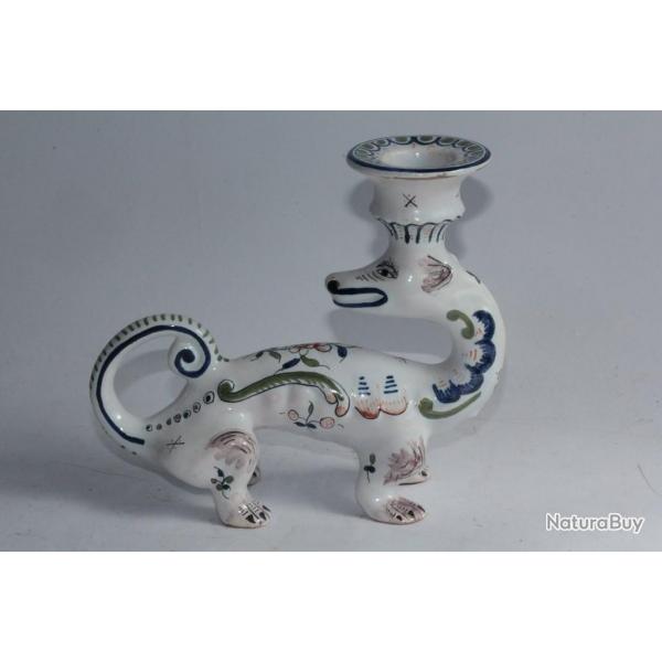 Bougeoir faence de Rouen Dragon
