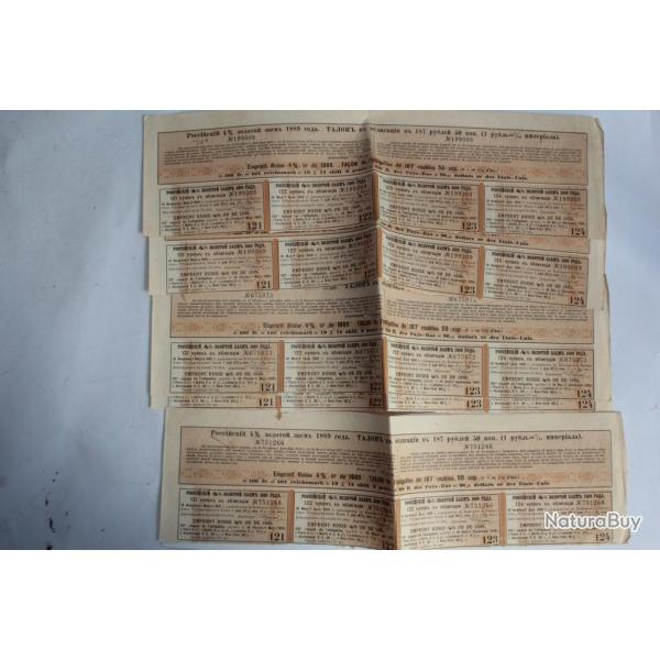 Lot 5 haut de planche avec 4 coupon Russe 1921/1922