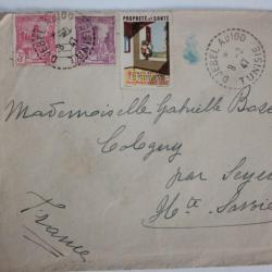 Enveloppe Tunisie vignette propreté et santé 1947