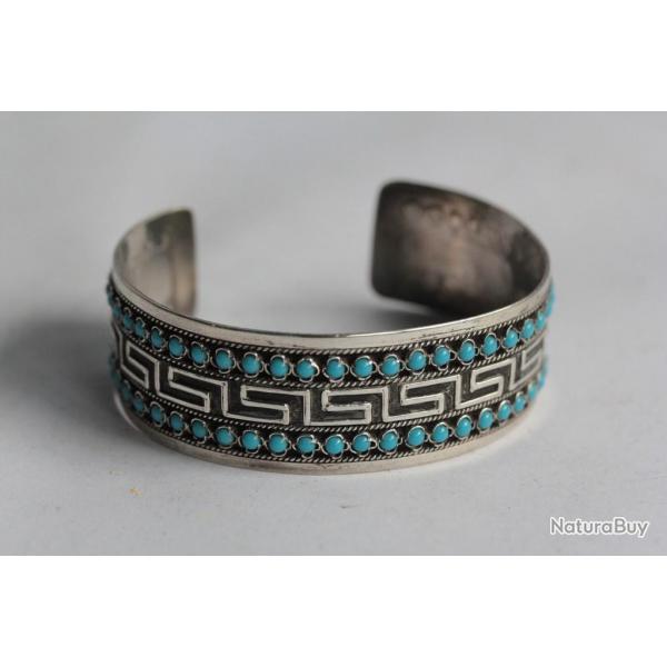 Bracelet jonc argent Turquoise Bijou ethnique