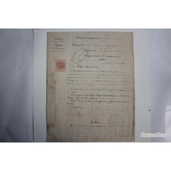 Pli marque Postale timbres imprial 1f50 prfecture Indre en Loire 1869