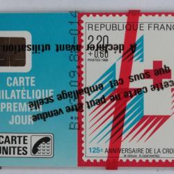 Télécarte à puce France Carte philatélique Premier Jour Croix-rouge NSB