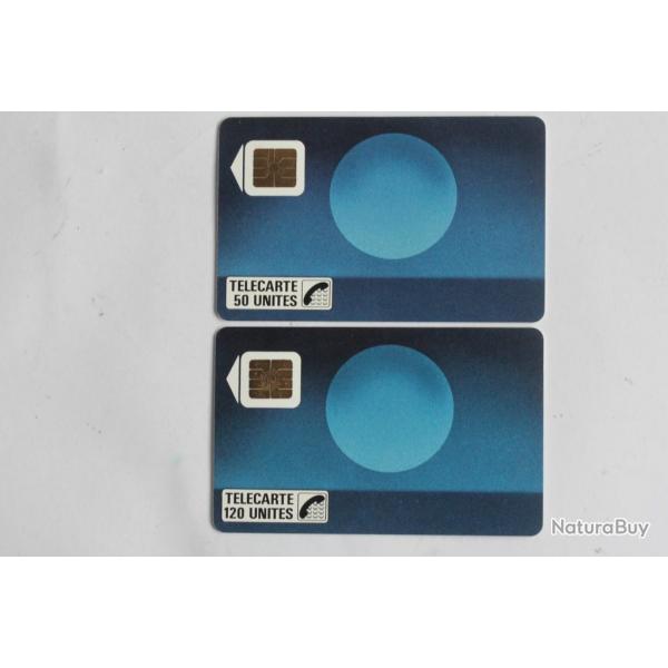 Tlcartes  puce France Soleil bleu 50U et 120U SO2 1988