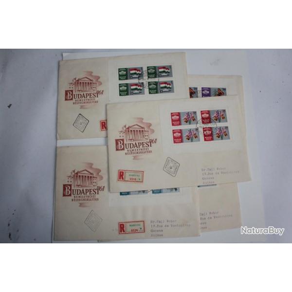 Lot 5 enveloppes Hongrie exposition philatlique Budapest argent 1961