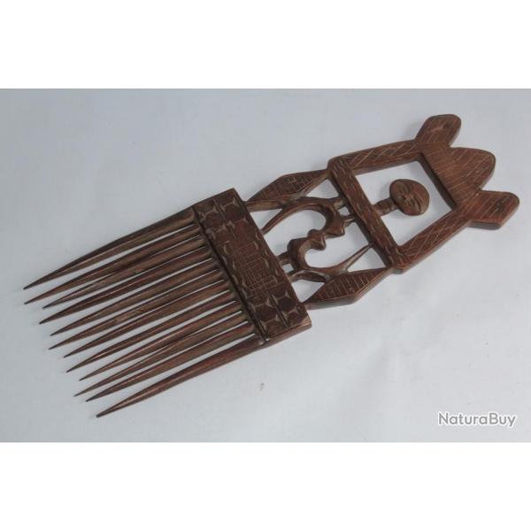 Ancien peigne Africain bois sculpt Objet ethnique