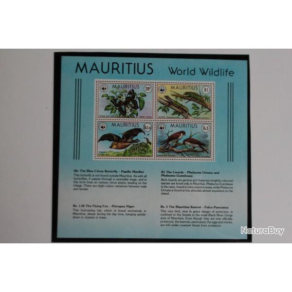 Timbres bloc Mauritius World Wildlife Fund 1978 neuf