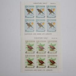 Timbres 2 blocs Nouvelle Zélande Miniature Sheet Bird 1966 Neufs