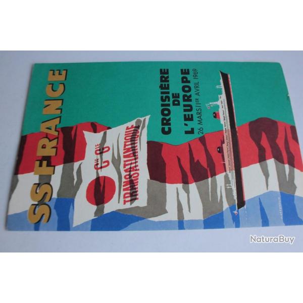 Brochure Croisire Europe 1969 Coupe longitudinale Paquebot France