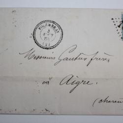 Enveloppe France empire 20c obl cercle extérieur perlé 1868
