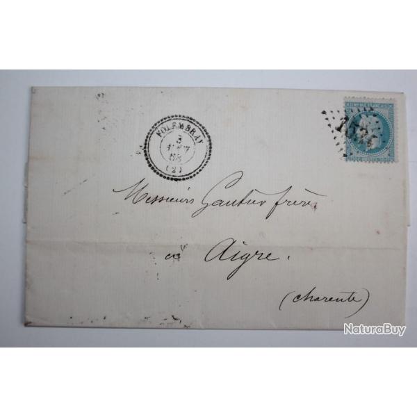 Enveloppe France empire 20c obl cercle extrieur perl 1868