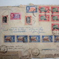 Enveloppe Iran par avion shah mohammed poste telegraphes 1950