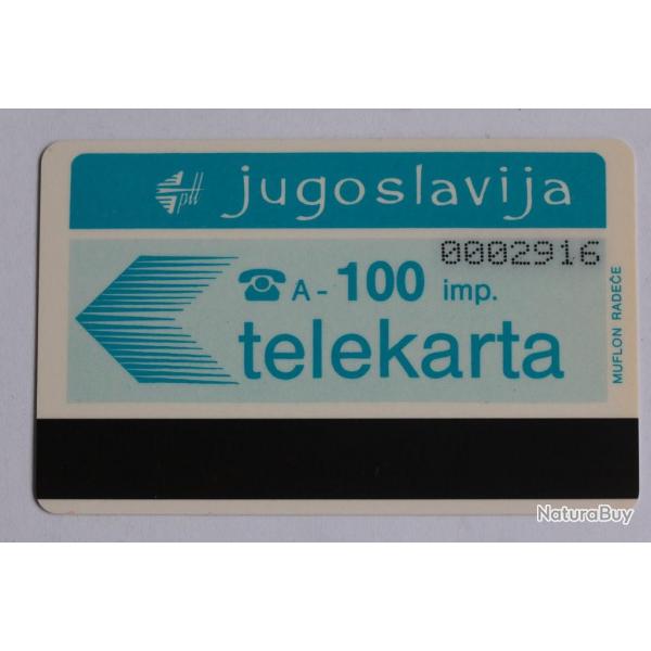 Tlcarte Autelca Yougoslavie Telekarta 100
