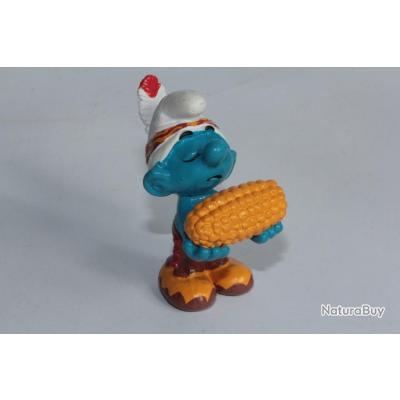 Figurine Schtroumpf Indien épis Mais 1984 - Schleich, PVC, Collection Série - Occasion