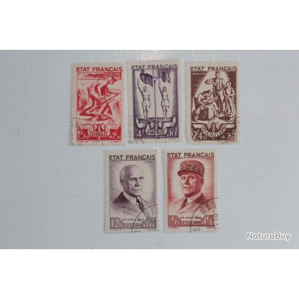 Timbre France tat Franais oblitrs 1943