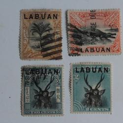 Timbres State of North Borneo surcharge Labuan 1896