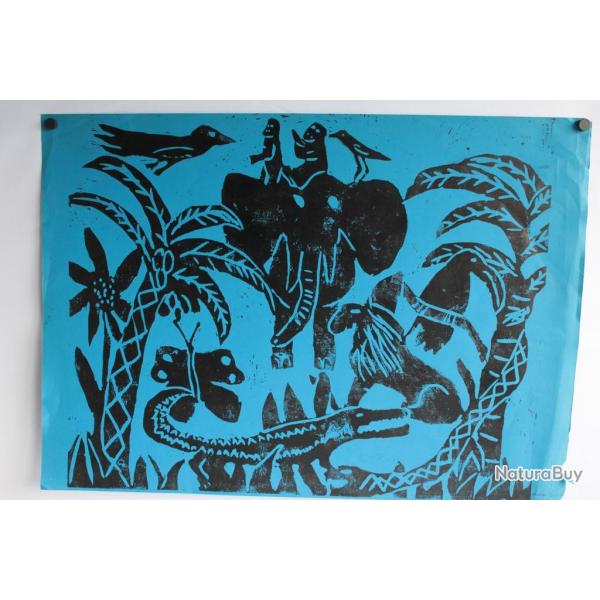 Bois grav Andrea Procacci 1974 Animaux d'Afrique