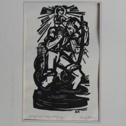 Bois gravé original Krebs Karl Auf der Flucht