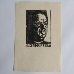 Bois gravé original James Juillerat par Laurent BOILLAT Suisse