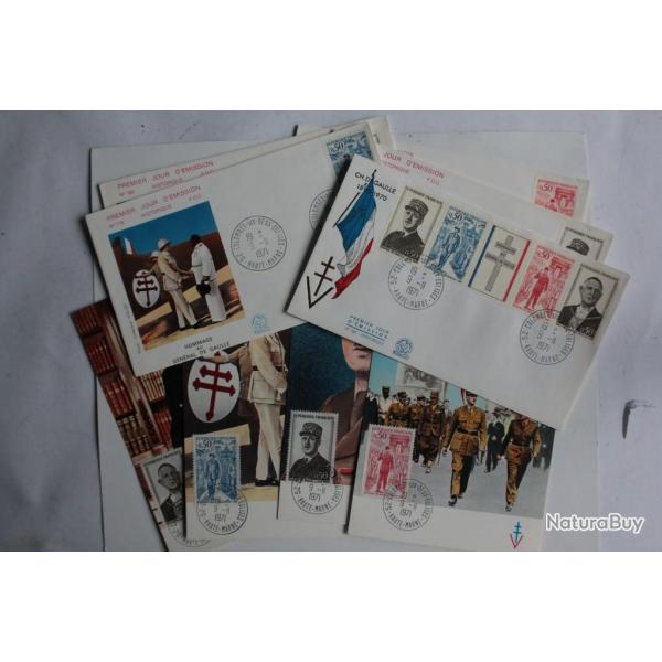 Lot 5 enveloppe et 4 carte Max gnral de Gaulle FDC Haute marne 1971