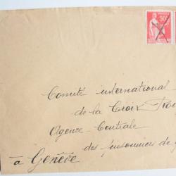 Enveloppe France croix rouge timbres par pair annulé