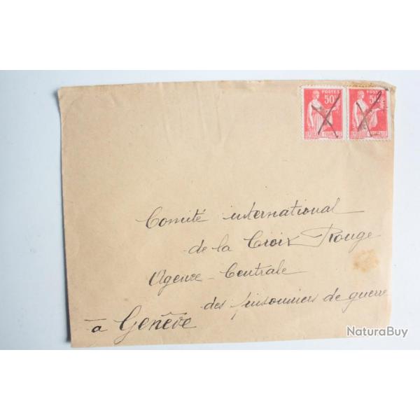 Enveloppe France croix rouge timbres par pair annul