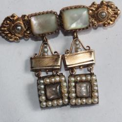 Ancienne broche or argent et nacre Bijoux