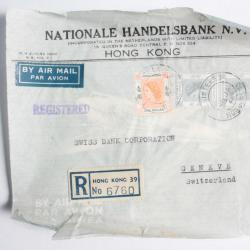 Enveloppe Chine Hong Kong par avion recommandée 1954