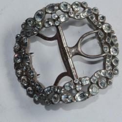 Ancienne boucle de ceinture acier et strass