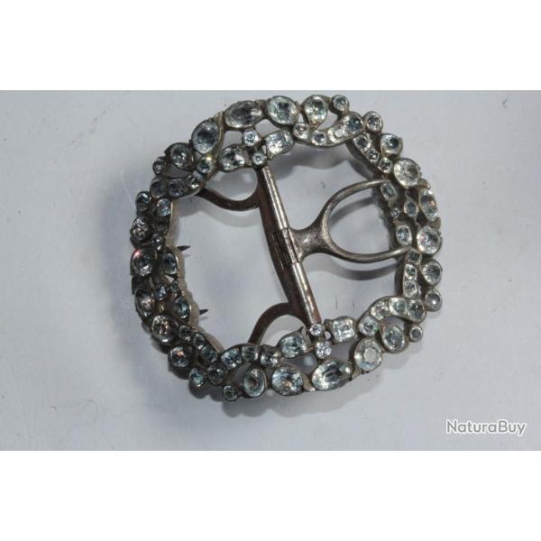 Ancienne boucle de ceinture acier et strass
