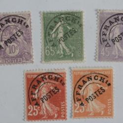 Timbres France pré-oblitéré blanc et semeuse 1927-1929