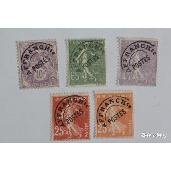 Timbres France pr-oblitr blanc et semeuse 1927-1929