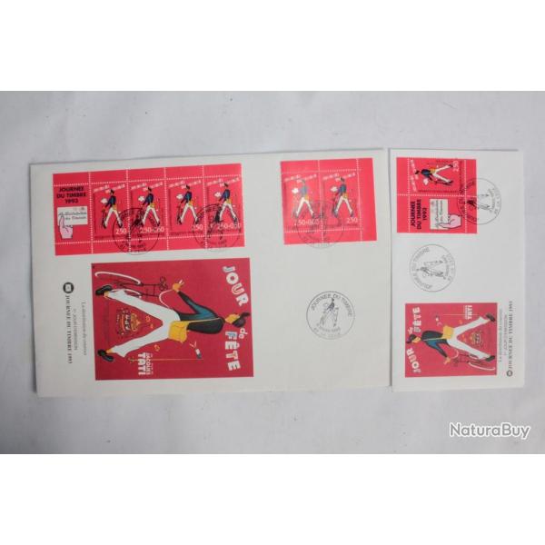 Enveloppes France FDC grand et petit format journe du timbre 1993