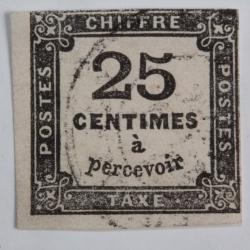 Timbre France Taxe 25c noir type I obl de province 1871-78