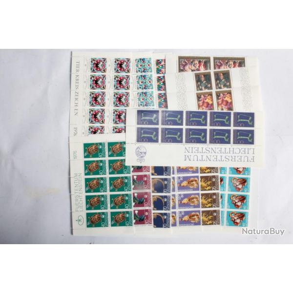 Lot Timbres Liechtenstein 14 demi planche 1976 neufs