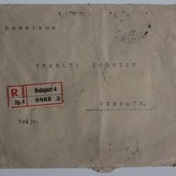 Enveloppe Hongrie Budapest recommandée 1928