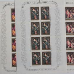 Timbres 3 planche x8 timbres  Liechtenstein P.Paul Rubens 1977